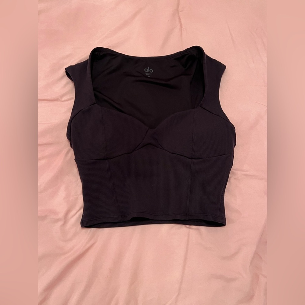 Alo yoga black sweetheart corset top